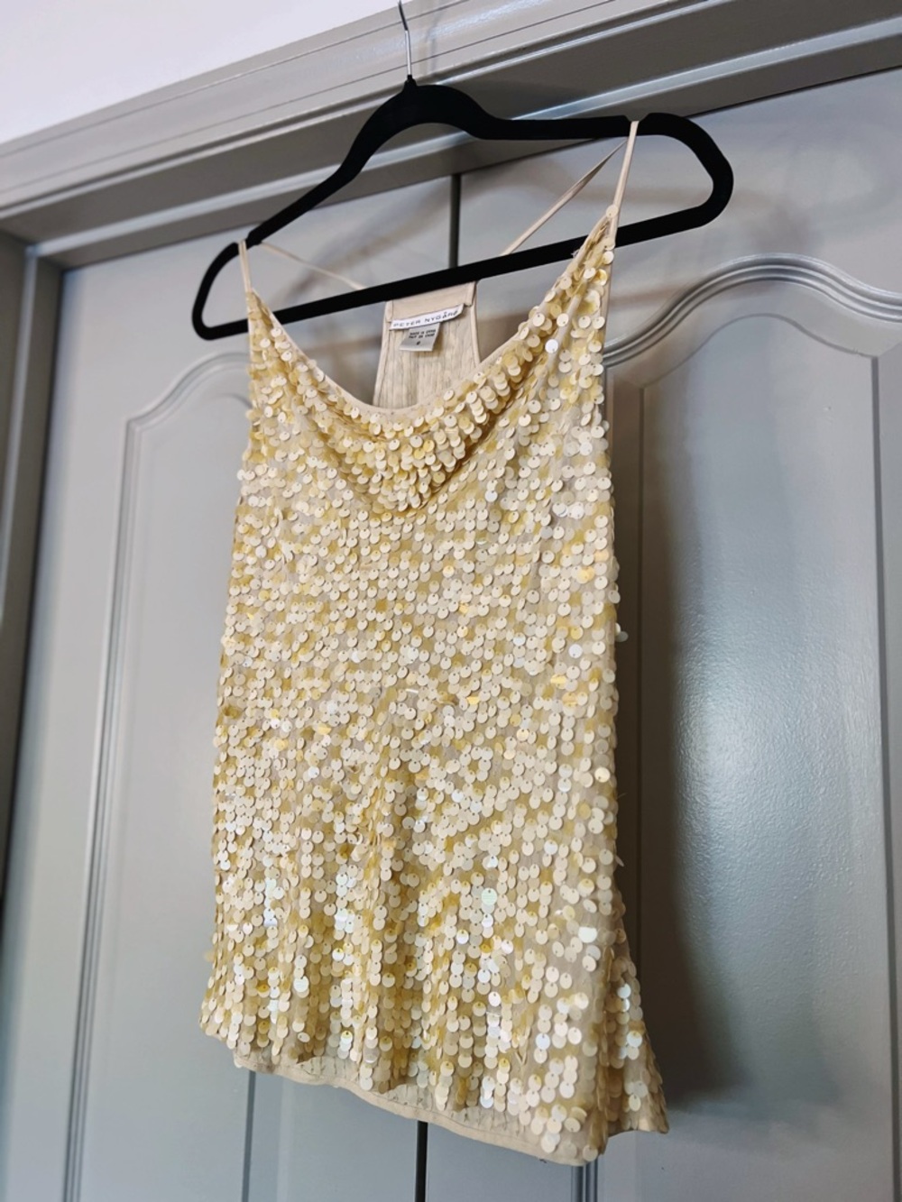 SOLD 💗 Peter Nygård Sequin Tank Top Gold Champagne Racerback Party Size 8 - Picture 3 of 8